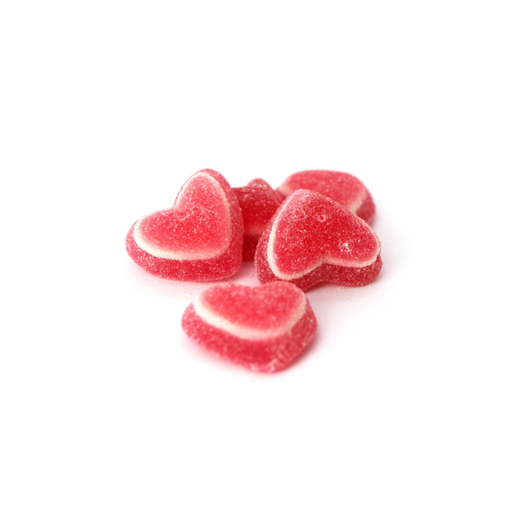 THIJS TRICOLOURED RASPBERRY HEARTS (100G)